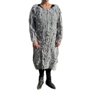 Julia Allert Textured Semi Sheer Dress Gray Long Sleeve Avant Garde EU XXL
